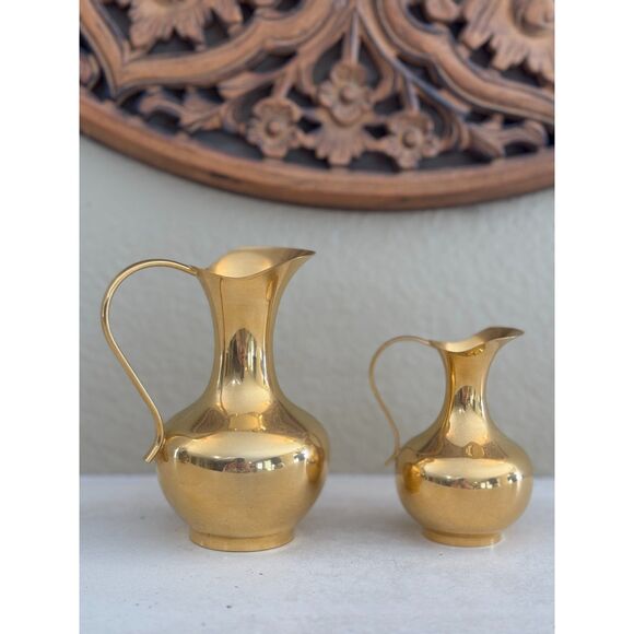 HOKA West Germany Vintage 24CT Gold Plated Set of 2 Decorative Vases